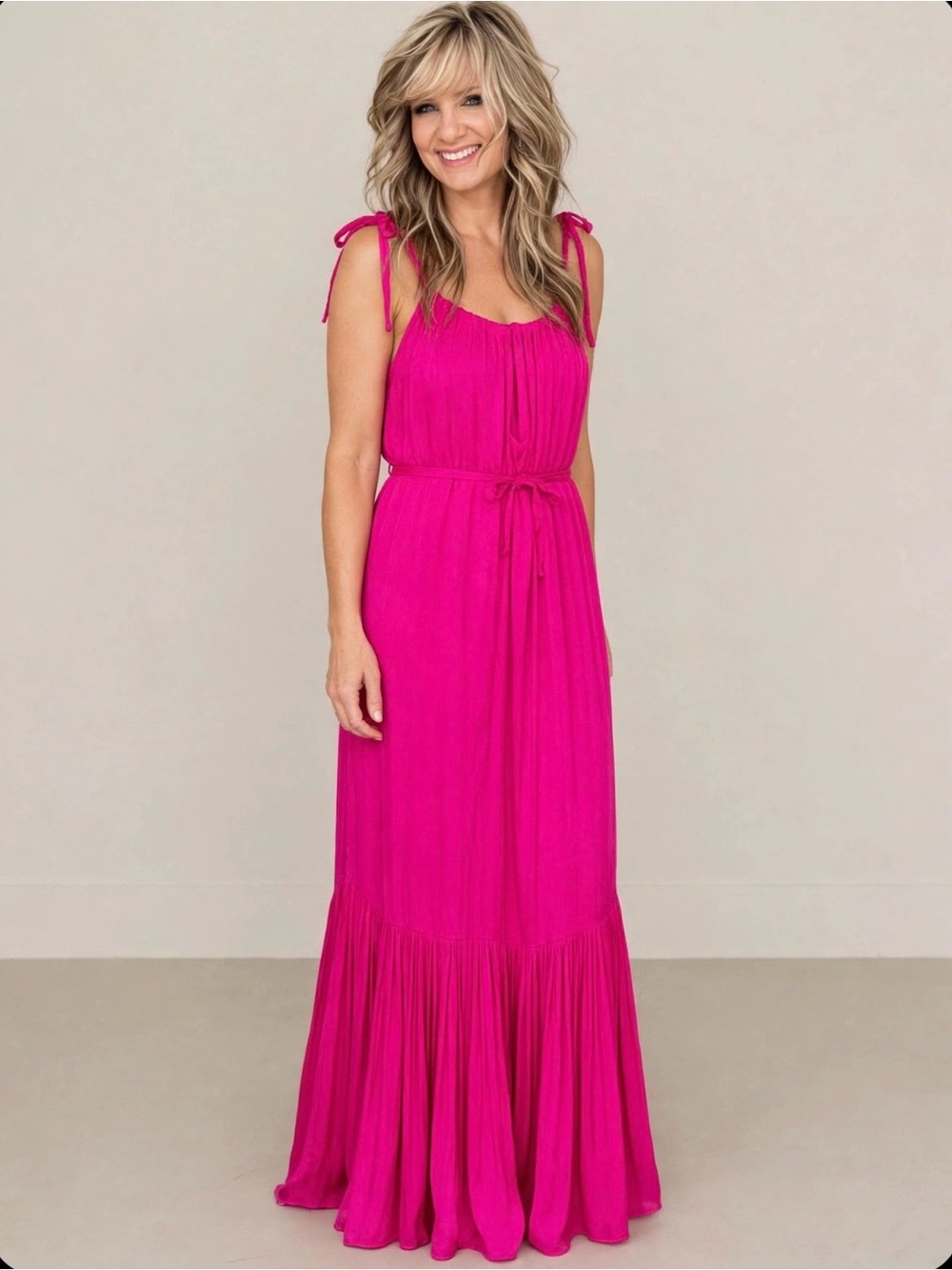 Fuchsia Tie-Shoulder Maxi Dress - Brand: banana republic -